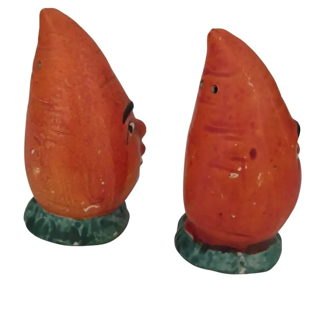 Vintage 1950s Anthropomorphic Carrot Salt & Pepper Shakers – Made in Japan